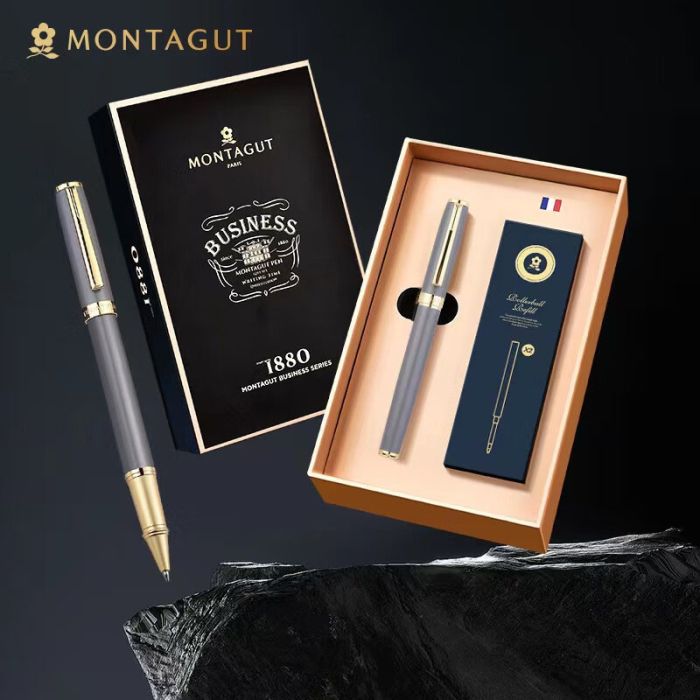 Ручка -ролер Montagut 1880  в наборі у матовому сірому кольорі