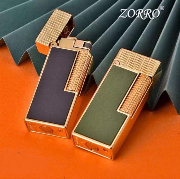 Бензинова запальничка Zorro Slim Olive Leather (Слім-серія, оливкова шкіра)