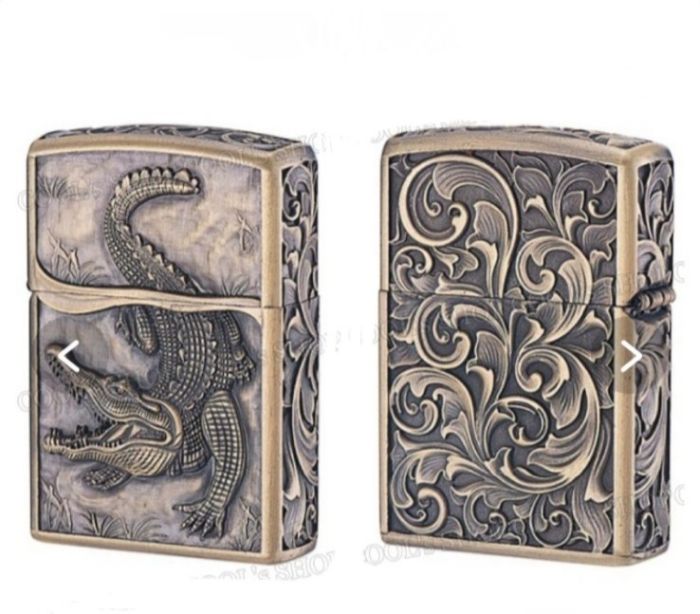Бензинова запальничка Zorro «Crocodile Antique Copper» Античне срібло