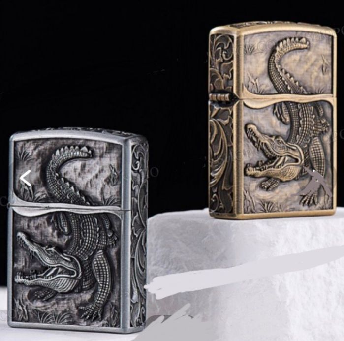 Бензинова запальничка Zorro «Crocodile Antique Copper» Античне срібло