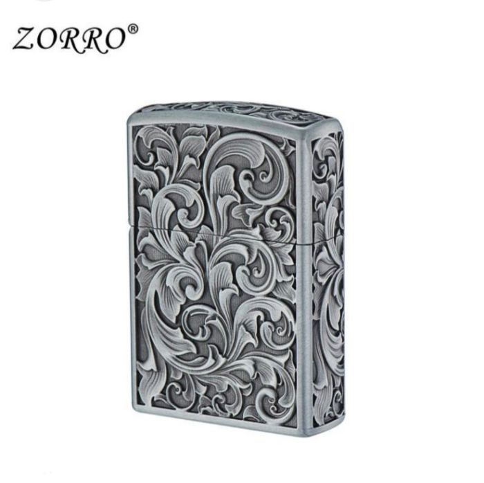 Бензинова запальничка Zorro «Crocodile Antique Copper» Античне срібло