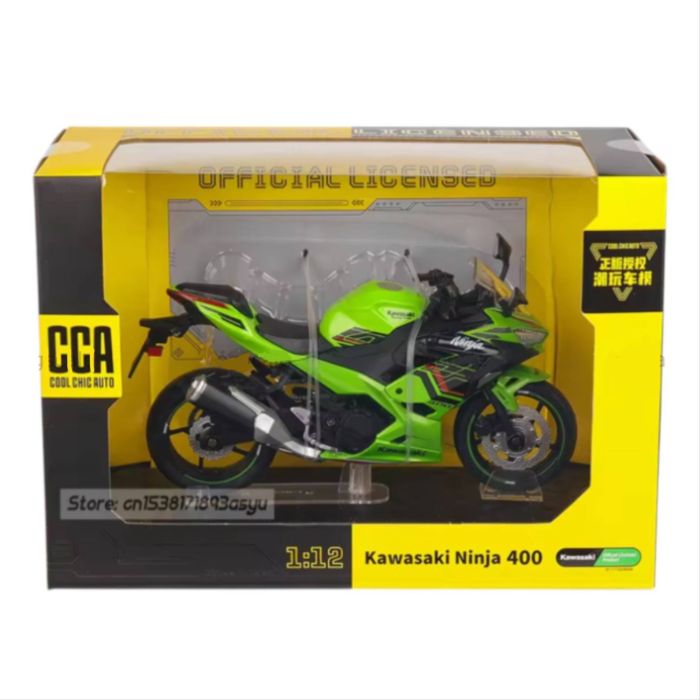 Масштабна модель Kawasaki Ninja 400 (2023) Green 1:12 CCA Licensed Diecast Model