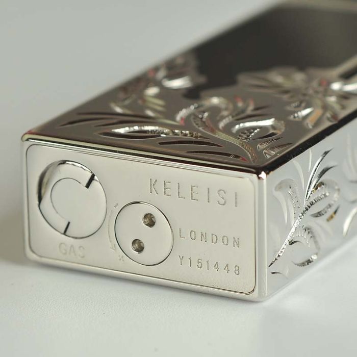 Газова запальничка  преміум-класу KELEISI з художнім гравіюванням Black & Silver