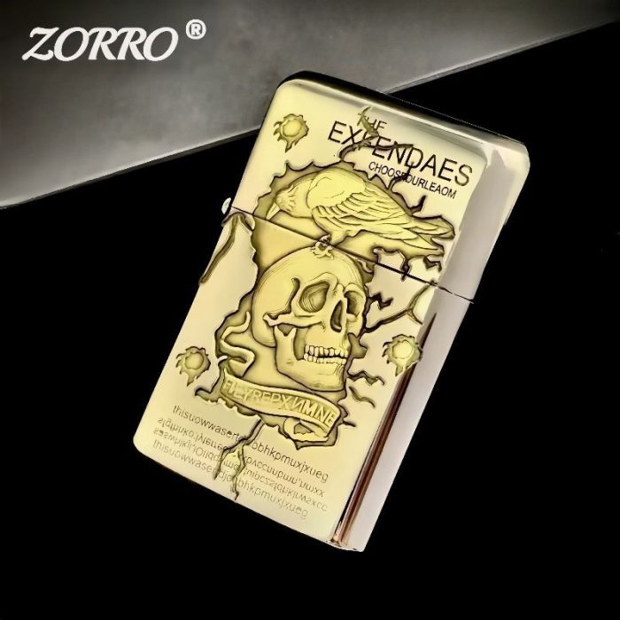 Бензинова запальничка Zorro «Expendables» (Нестримні) — Золотистий Хром