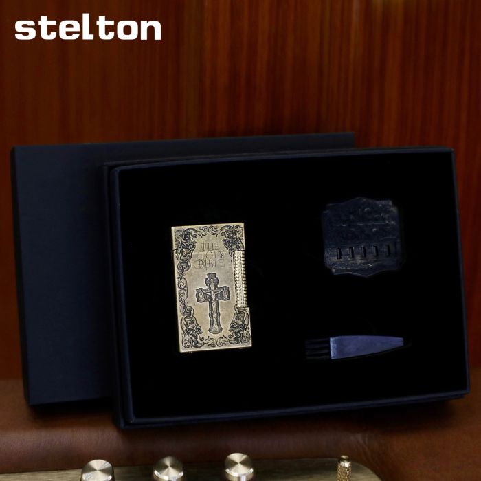  Колекційна газова запальничка Stelton "Holy Bible" (Antique Brass) Біблія