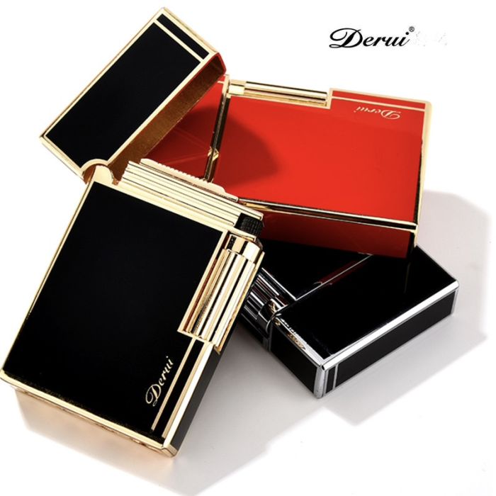 Елітна газова запальничка Derui R-09 Classic Red & Gold з фірмовим кліком