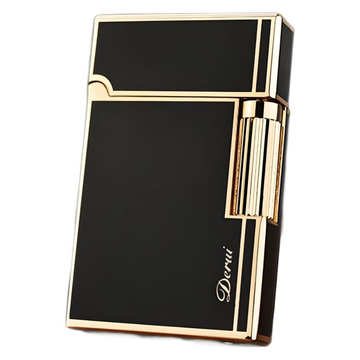 Елітна газова запальничка Derui R-09 Classic Black & Gold з фірмовим кліком