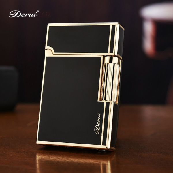 Елітна газова запальничка Derui R-09 Classic Black & Gold з фірмовим кліком