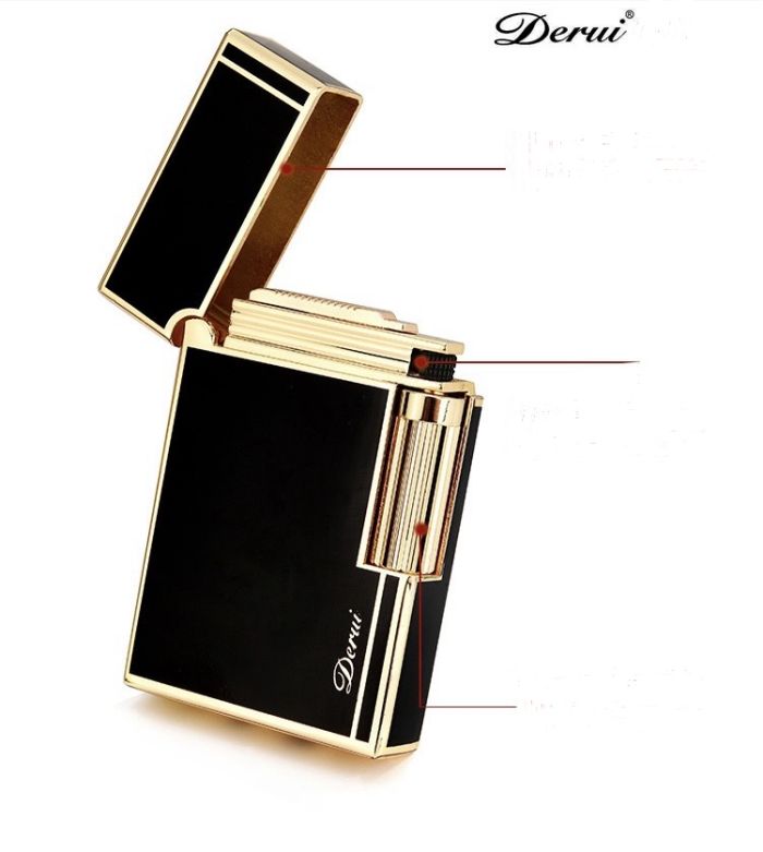 Елітна газова запальничка Derui R-09 Classic Black & Gold з фірмовим кліком