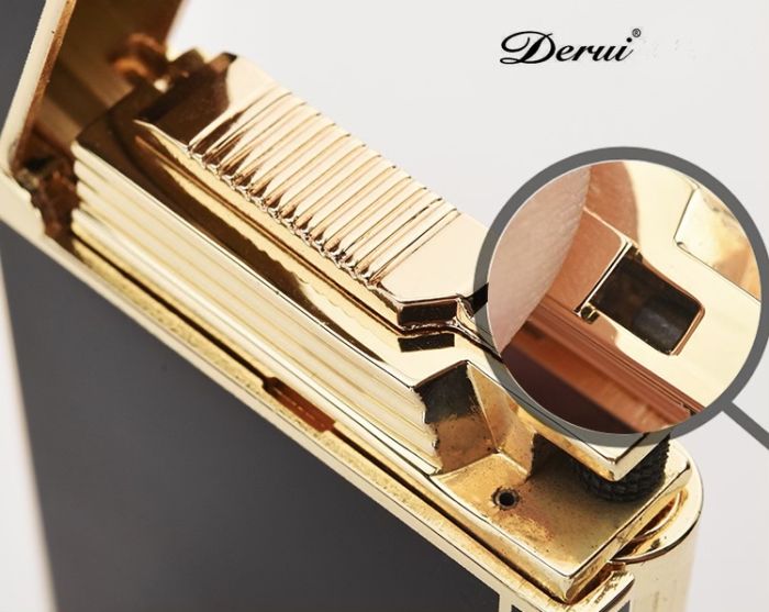 Елітна газова запальничка Derui R-09 Classic Red & Gold з фірмовим кліком