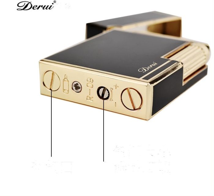 Елітна газова запальничка Derui R-09 Classic Black & Silver з фірмовим кліком