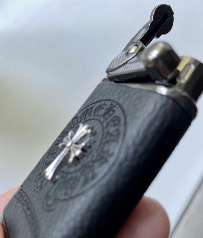 П’єзо-турбо запальничка Chrome Hearts у шкіряному чохлі (Металева, Вітрозахисна)