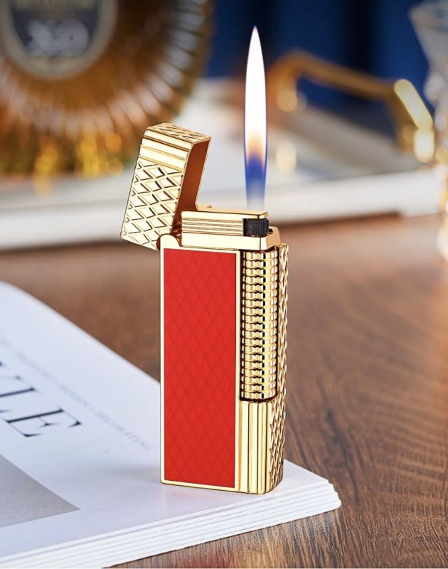 Елітна газова запальничка Derui в стилі Dupont (Червона з золотом)