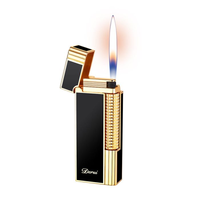 Елітна газова запальничка Derui в стилі Dupont (Чорна з золотом)