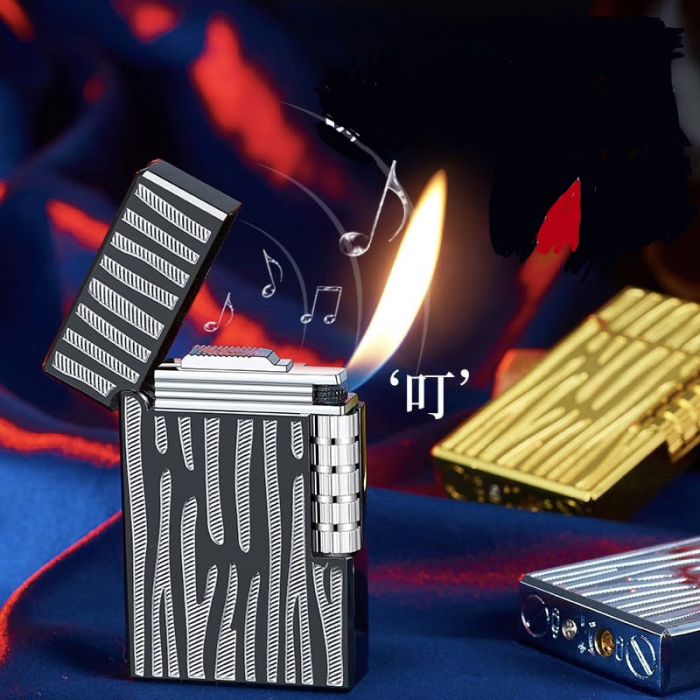 Елегантна газова запальничка Classic Lighter з фірмовим кліком (Black/Silver)