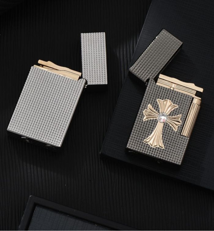 Газова запальничка Derui Premium з  стильним хрестом колір  Silver