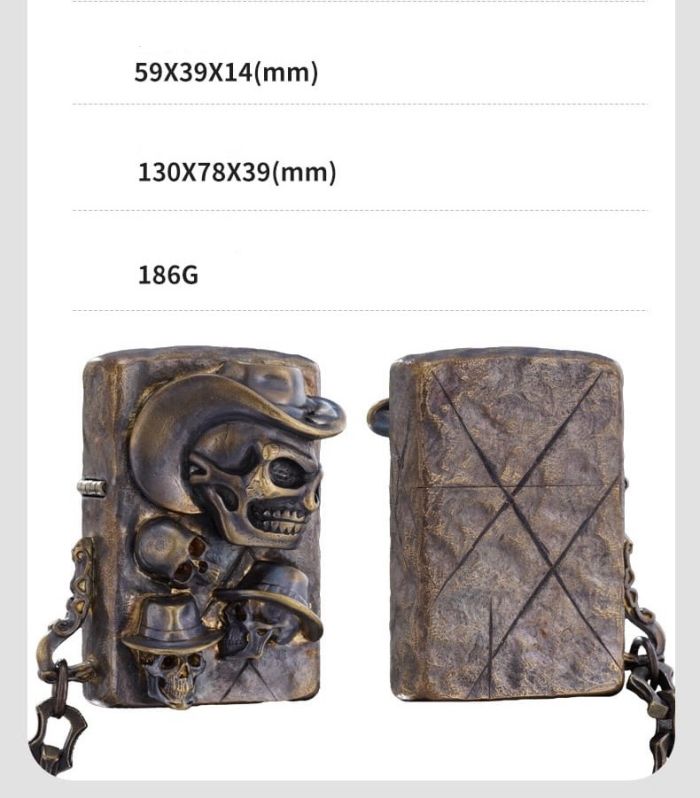 Колекційна Бензинова запальничка Zorro «Синдикат Черепів» з  ланцюжком