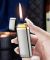 Елегантна газова кремнієва запальничка Sarike Срібляста з ефектом шліфування і з золотистою вставкою