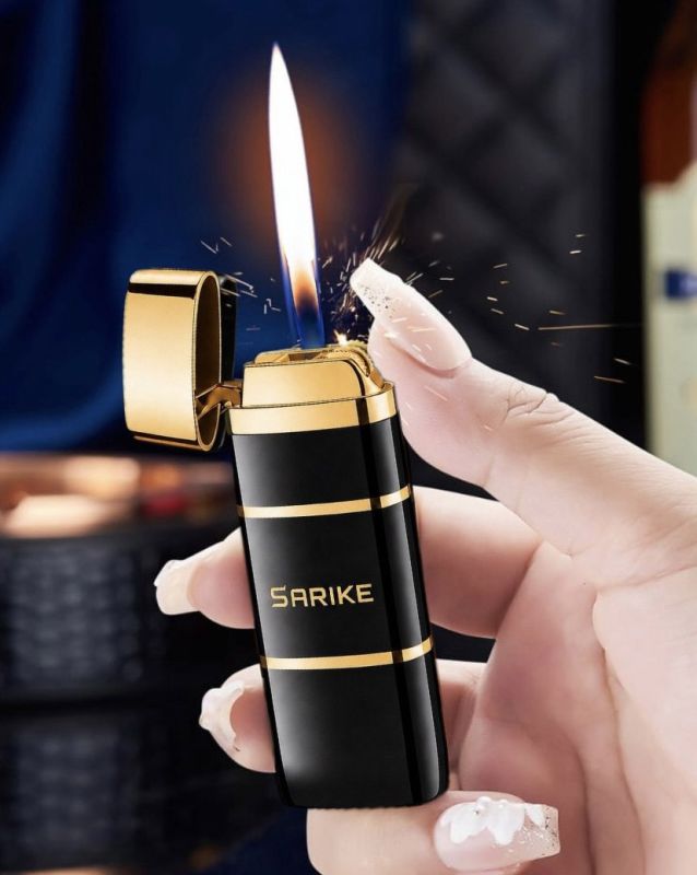 Елегантна газова кремнієва запальничка Sarike (Black&Gold)