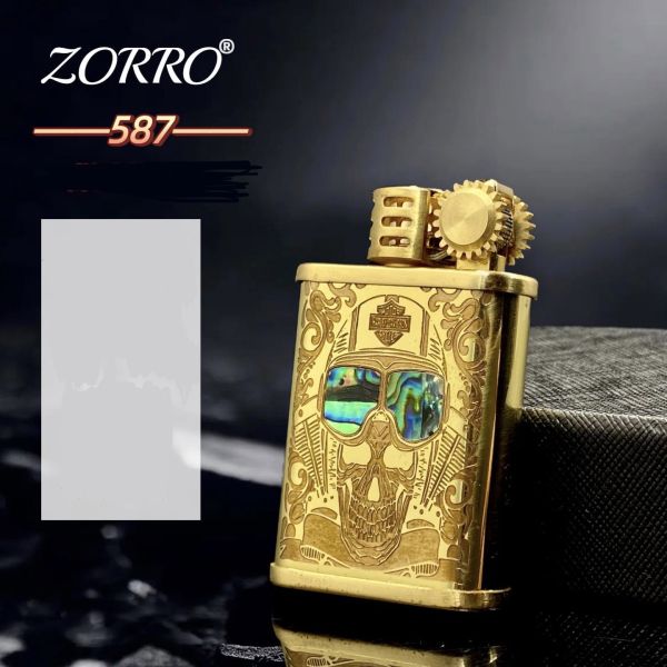Запальничка бензинова Zorro 587 "Лютій Череп" у стилі стімпанк (Латунь)