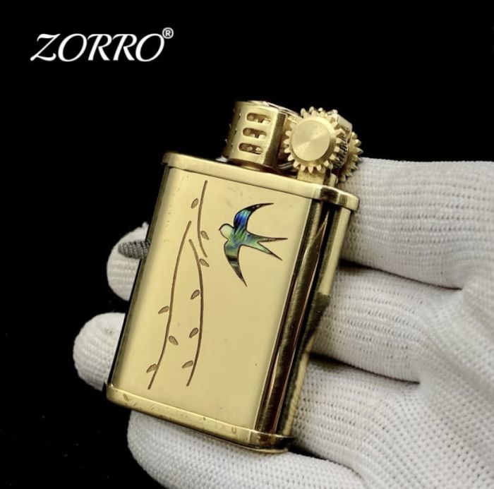Бензинова запальничка ZORRO 587 Латунь (Brass), з  перламутровою ластівкою
