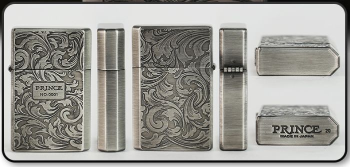 Бензинова запальничка Prince (Japan Design) з  рослинним орнаментом у стилі "бароко"