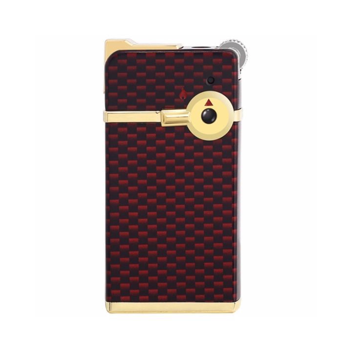 Газова   Запальничка JOBON - Подвійне Запалювання (Кремній + П'єзо) колір червоний  карбон