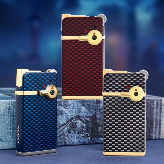 Газова   Запальничка JOBON - Подвійне Запалювання (Кремній + П'єзо) колір чорний  карбон