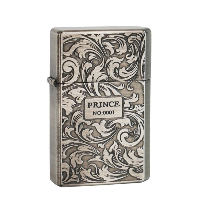 Бензинова запальничка Prince (Japan Design) з  рослинним орнаментом у стилі "бароко"