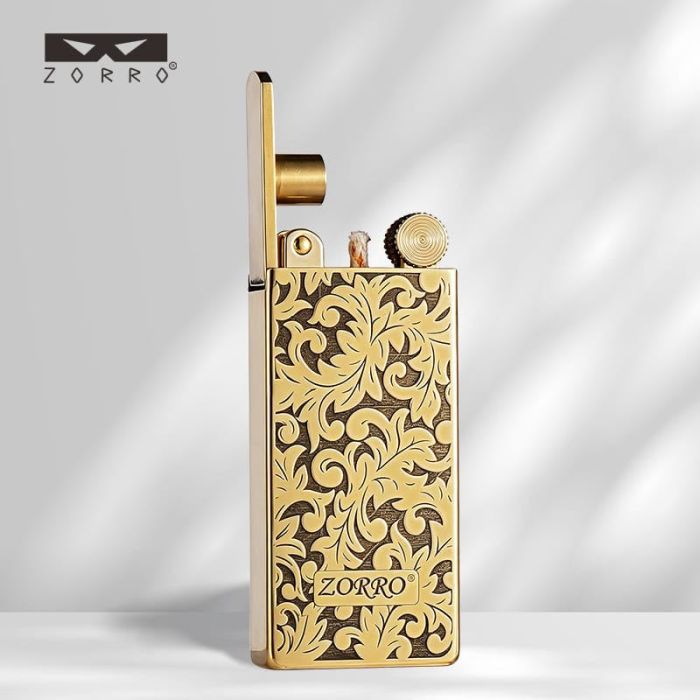 Колекційна бензинова запальничка Zorro  з рослинним ораментом "Limited Edition" (Латунь)