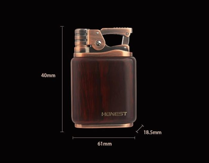 Бензинова запальничка Honest з дерев'яною texture/накладкою (Преміум-дизайн)