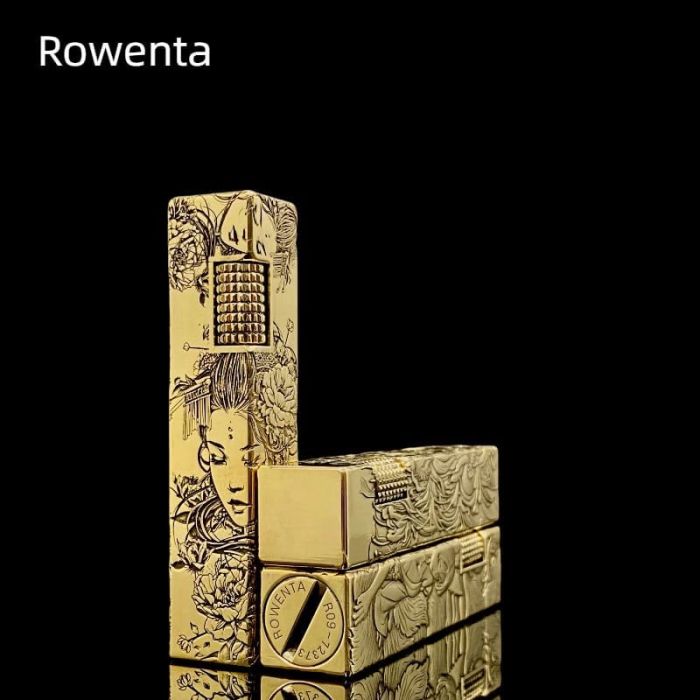Бензинова запальничка Rowenta Латунь, рельєфне гравіювання "Гейша та півонії"