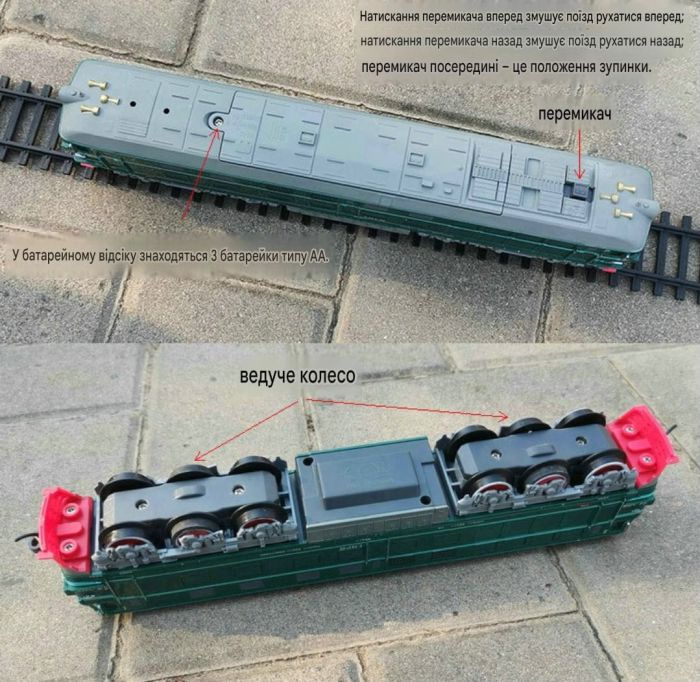 Дитяча диво-залізниця FENFA «Пасажирський експрес Dongfeng 4B Watermelon» (7,5 м траси, 4 вагони,акумулятори + зарядне)