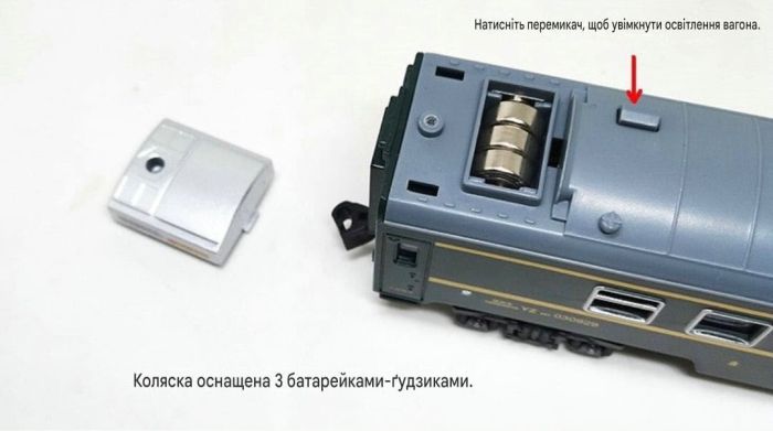 Велика інтерактивна залізниця FENFA «DongFeng 4B» з акумуляторами (7.5 м траси, світло, звук, двері, що відчиняються)