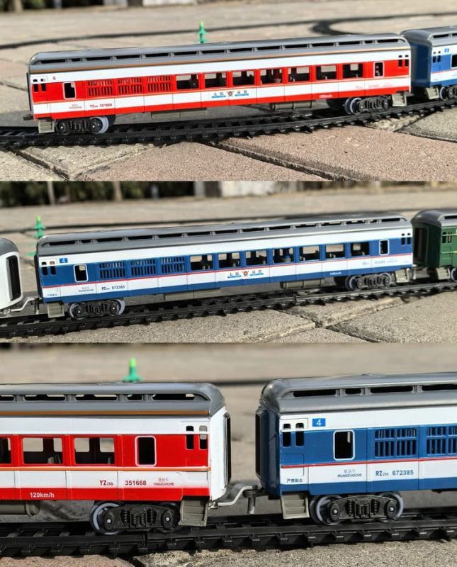 Ігровий набір "Пасажирський експрес FENFA Dongfeng 4D"з акумуляторами, світлом та звуком (7.5 м колії)