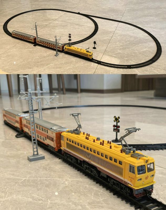 Електрична залізниця FENFA SS7C на акумуляторах (Масштабний ігровий set з підсвіткою вагонів та звуком) у подарунковій коробці