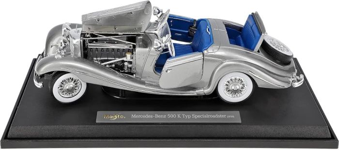 Колекційна модель Mercedes-Benz 500 K Typ Specialroadster (1936) у масштабі 1:18( сірому металіку) від Maisto