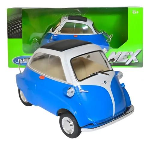 Колекційна модель BMW Isetta Welly 1:18 (синьо-біла) — Легендарний «Bubble Car» 1950-х років у вашій колекції