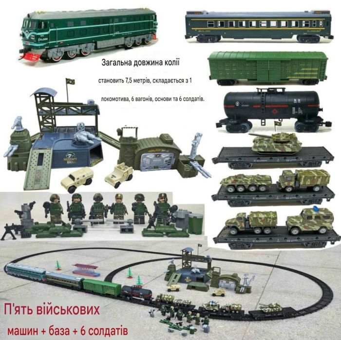 Ігровий набір «Військова залізниця FENFA: Військова база та спецпотяг» (з акумуляторами)
