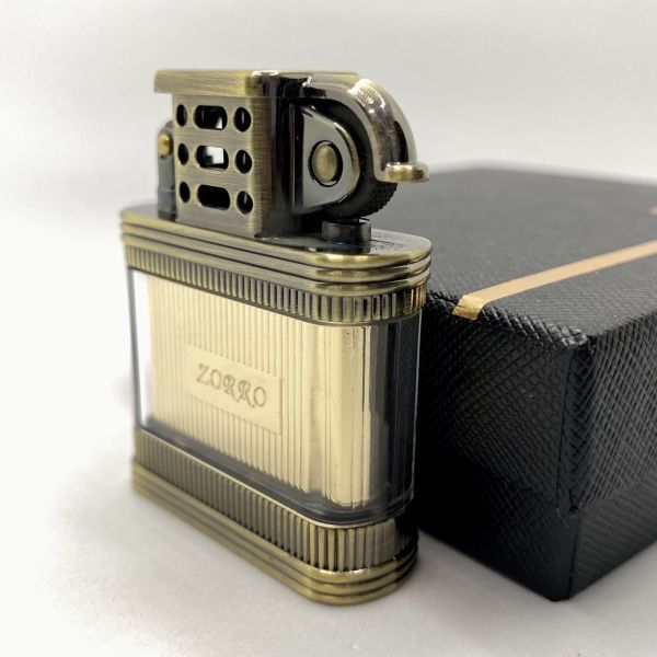 Бензинова Запальничка ZORRO Антична Бронза з прозорою вставкою