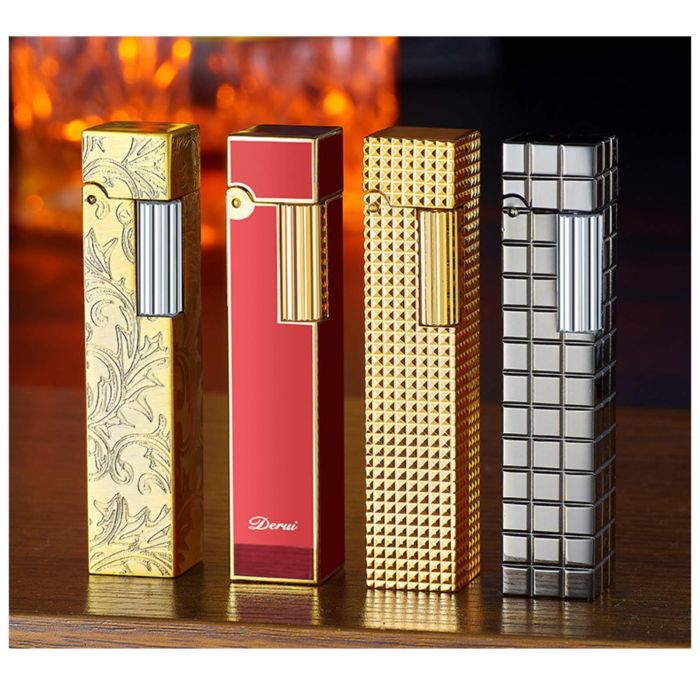 Вишукана Бензинова Запальничка Derui – Елегантність у Червоному та Золотому