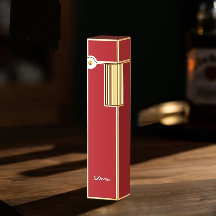 Вишукана Бензинова Запальничка Derui – Елегантність у Червоному та Золотому