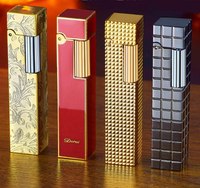Ексклюзивна Бензинова Запальничка Derui фактурна золотиста