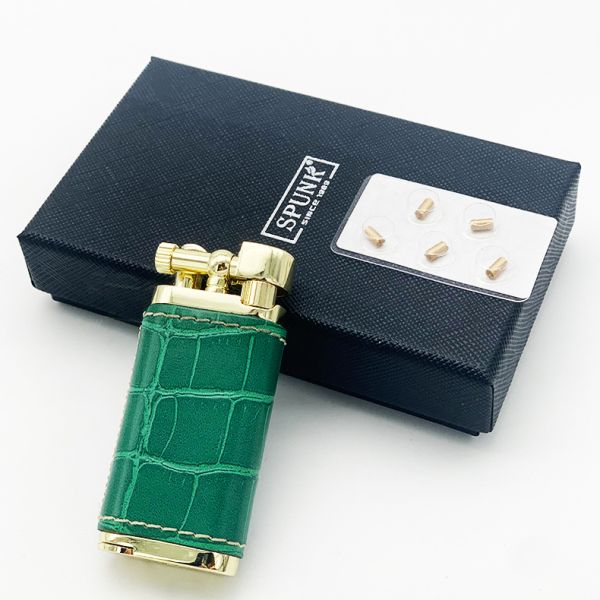 Газова запальничка SPUNK шкіряна колір зелений