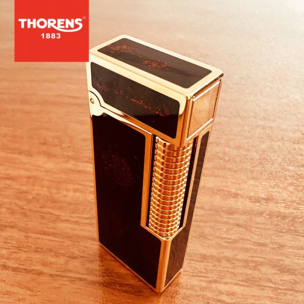 Преміальна газова запальничка THORENS чорний мармур з золотими елементами