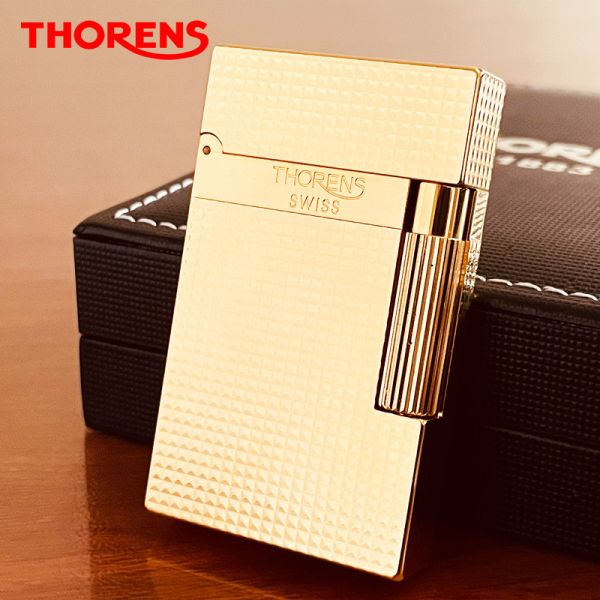 Газова запальничка Thorens з вишуканим рельєфним візерунком в золотому кольорі